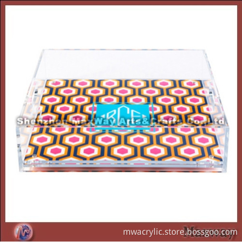 Transparent Layered Acrylic Cookie/Wine Glass Tray with Card/Paper Insert